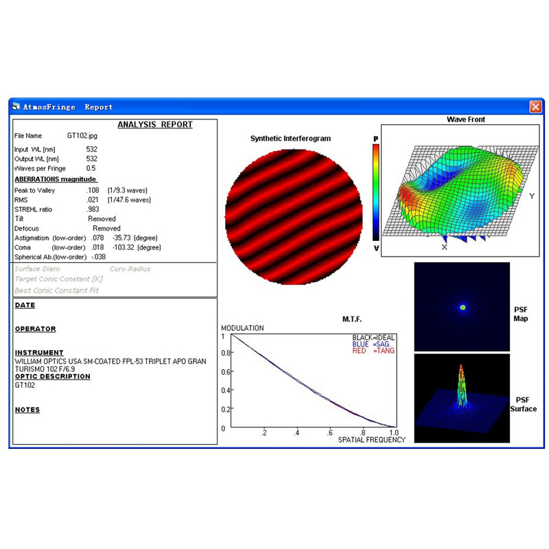 William Optics Refractor apochromat AP 102/703 Gran Turismo GT 102 OTA Set