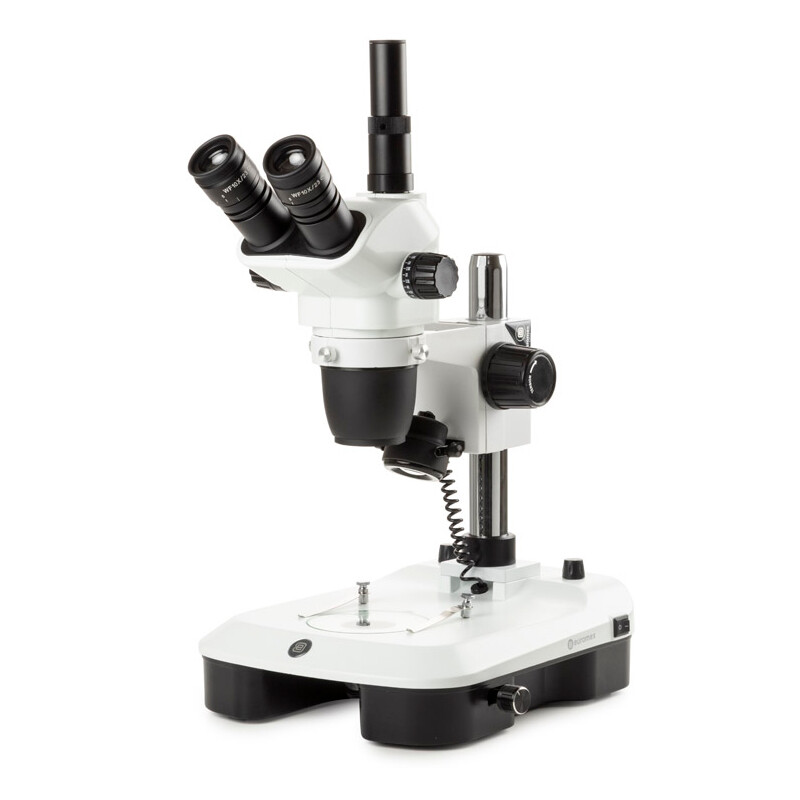Euromex microscopul stereoscopic zoom NZ.1703-M, 6.5-55x, Säule,  Auf-u. Durchlicht, trino, Spiegel f. Dunkelfeld, Embryologie