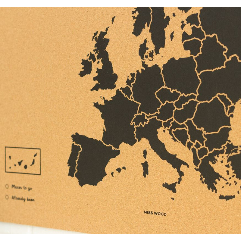 Miss Wood Hartă continentală Woody Map Europa schwarz XL