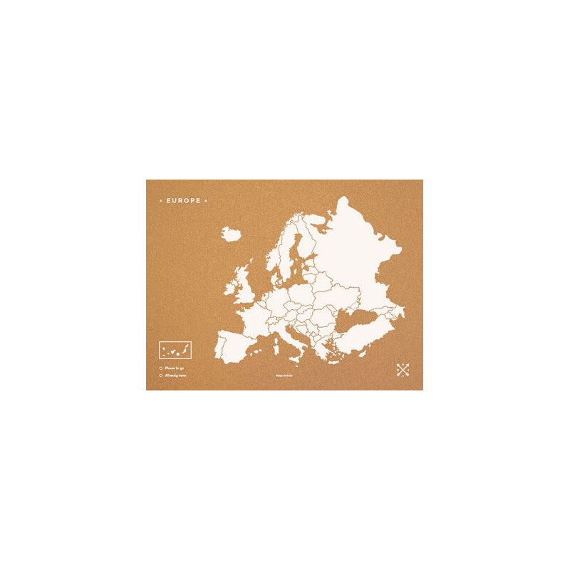 Miss Wood Hartă continentală Woody Map Europa weiß 90x60cm
