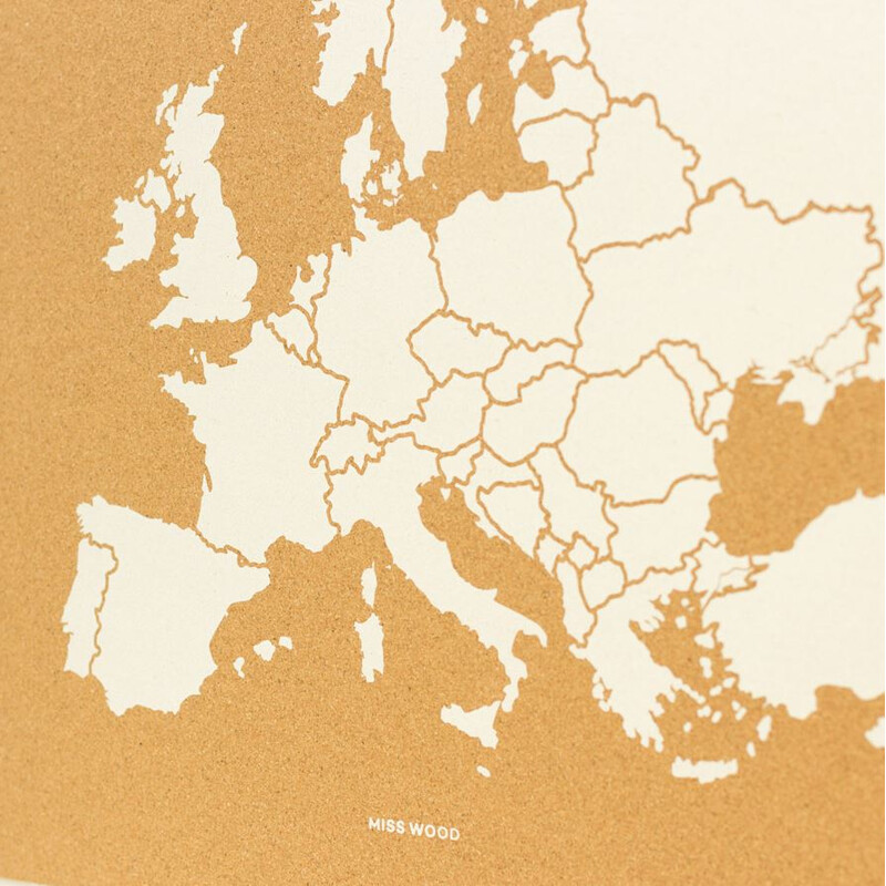 Miss Wood Hartă continentală Woody Map Europa weiß 60x45cm