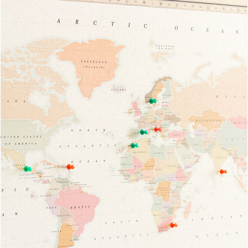 Miss Wood Harta lumii Woody Map Watercolor Colonial L