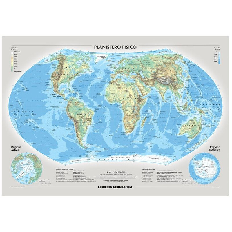 Libreria Geografica Harta lumii Planisfero fisico e politico