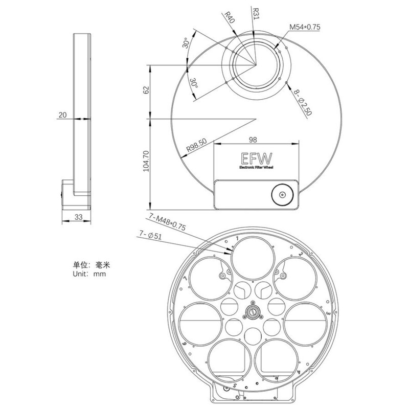 ZWO Roata filtre EFW 7x 2"