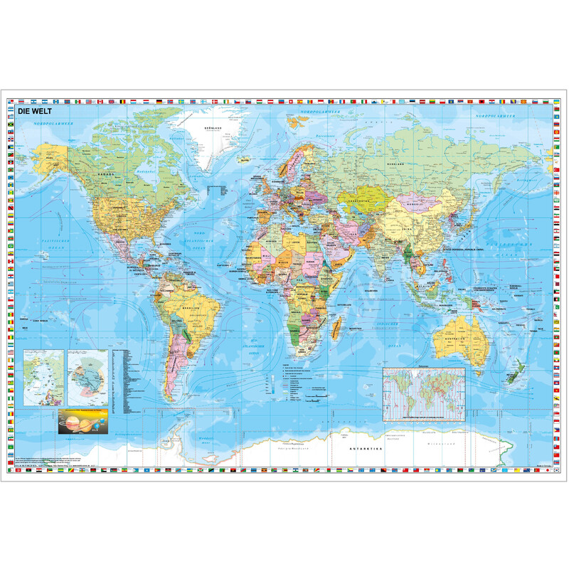 Stiefel Harta lumii politisch mit Flaggenrand (137x89)