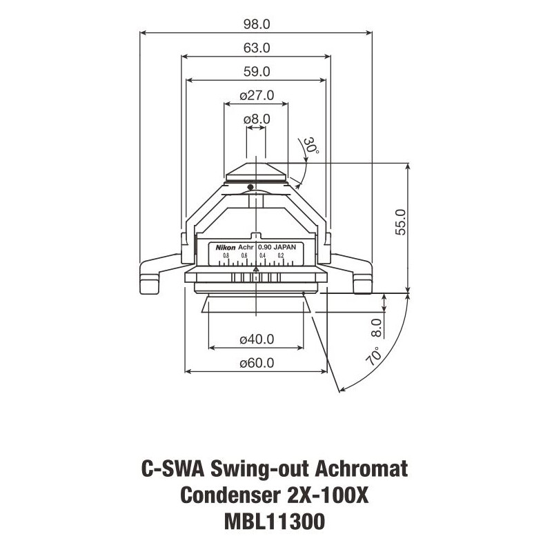 Nikon Condensator Achromat Swing-out 2-100x N.A. 0.90