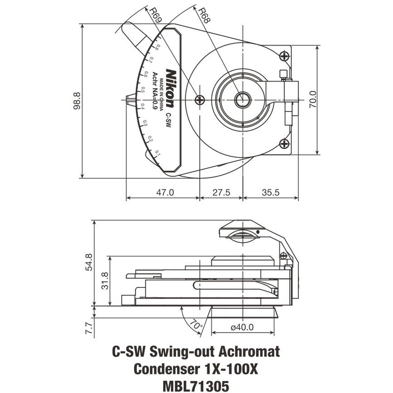 Nikon C-SW Achromat Swing-out Condensator 1-100X