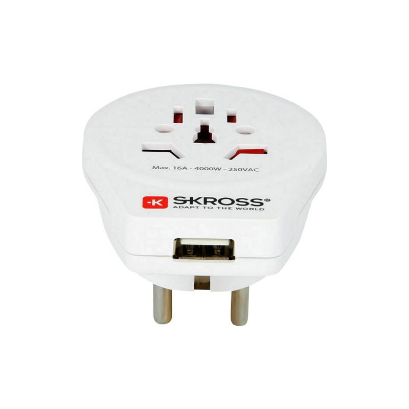 Skross Adaptor de călătorie de la World la Europe cu USB