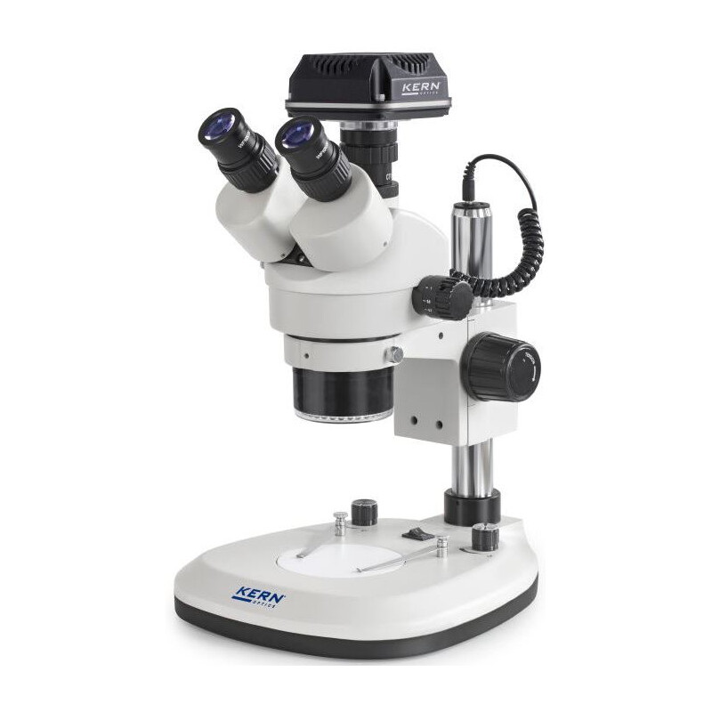 Kern Microscop OZL 466C825, Greenough, coloană, 7-45x, 10x/20, Lumina transmisă incidentă 3W LED, lentilă inelară, Camera 5MP, USB 2.0