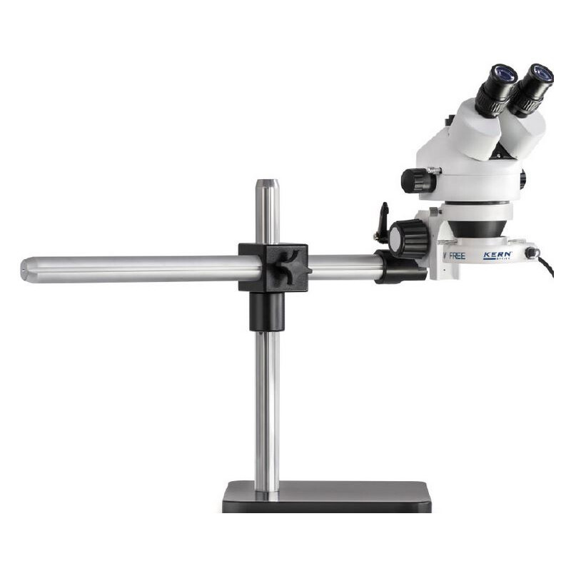 Kern microscopul stereoscopic zoom OZL 963, trino, 0,7-4,5x, Trepied cu braț telescopic, placă, iluminator inelar LED.