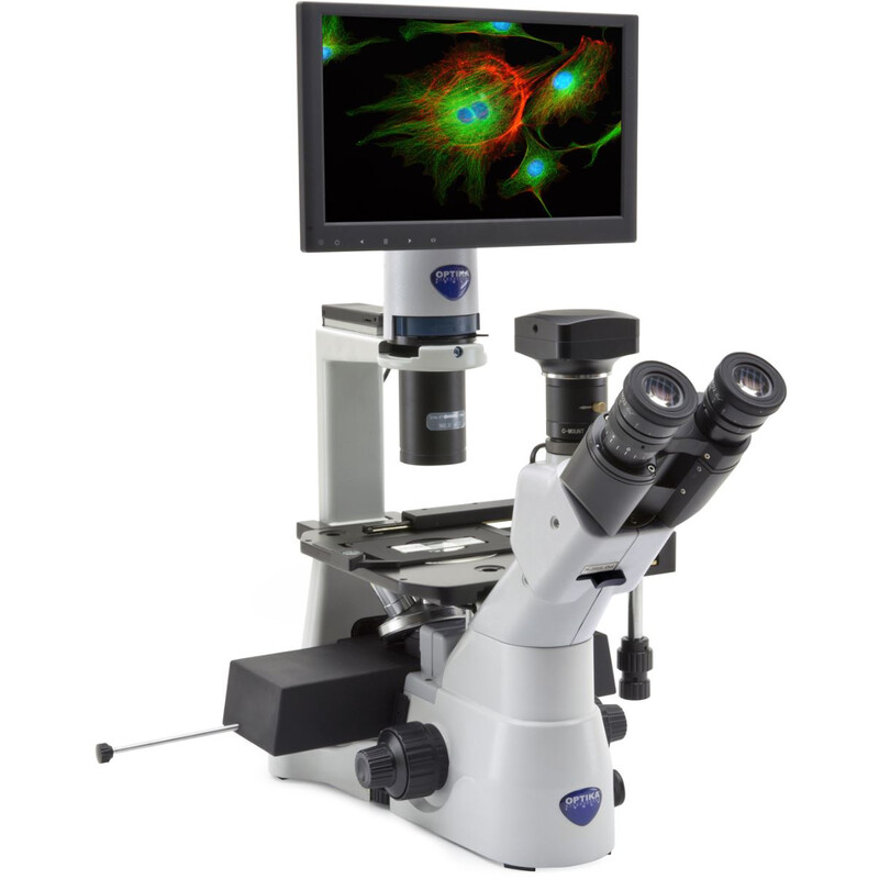 Optika Microscop inversat IM-3LD4D, 6MP, Display 12", trino, IOS U-PLAN F, LED 12, LWD, 400x, 4 sloturi goale pentru filtre