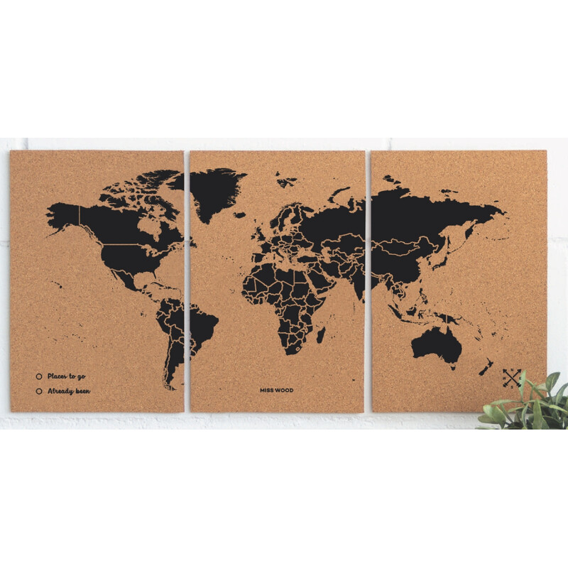 Miss Wood Harta lumii Hartă puzzle M - negru