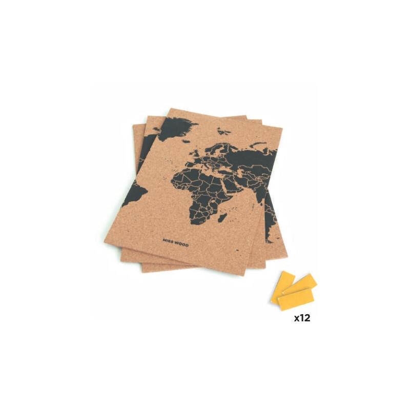 Miss Wood Harta lumii Puzzle Map M - Black