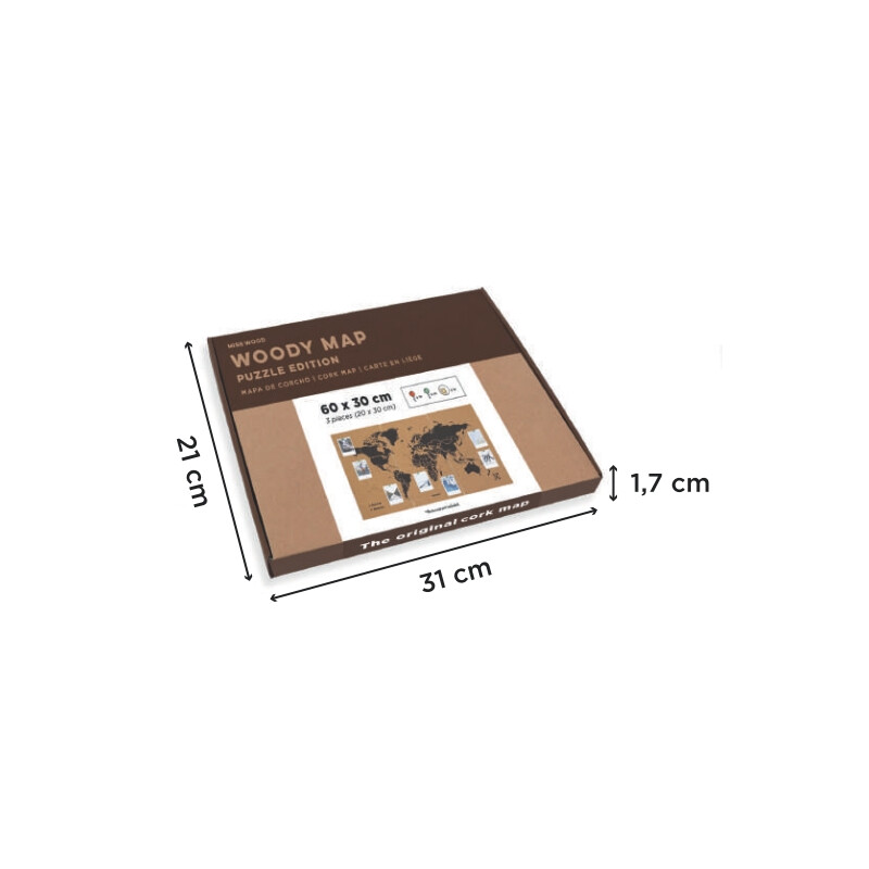 Miss Wood Harta lumii Hartă puzzle M - negru