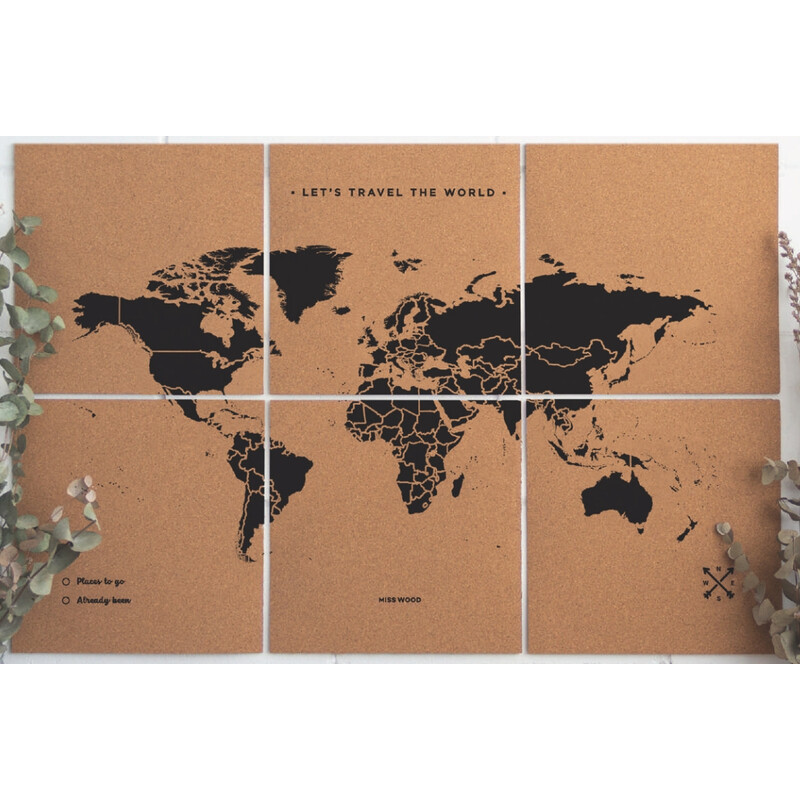 Miss Wood Harta lumii Hartă puzzle XL - negru
