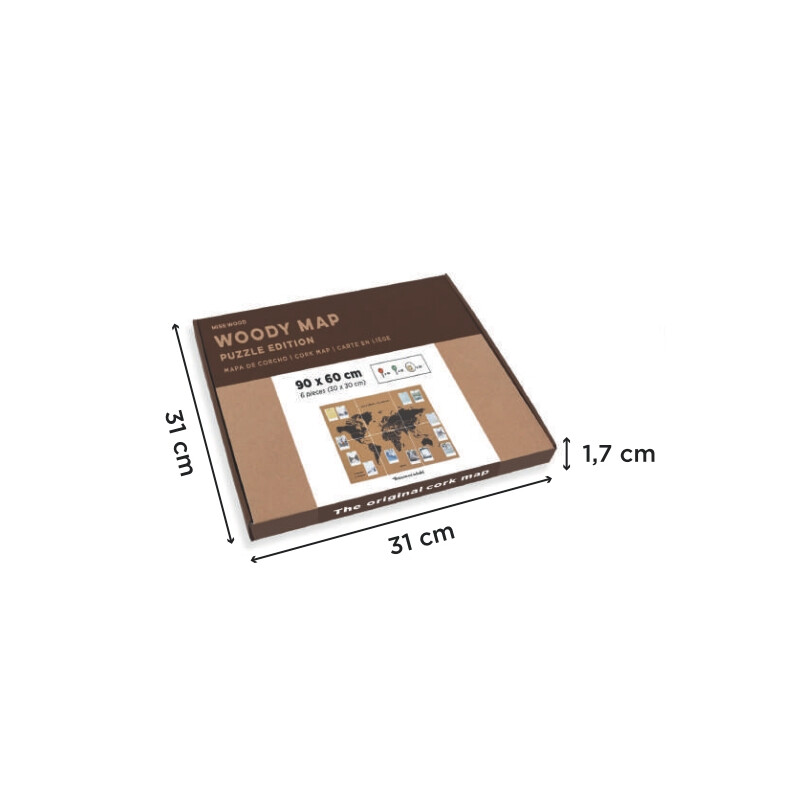Miss Wood Harta lumii Hartă puzzle XL - negru