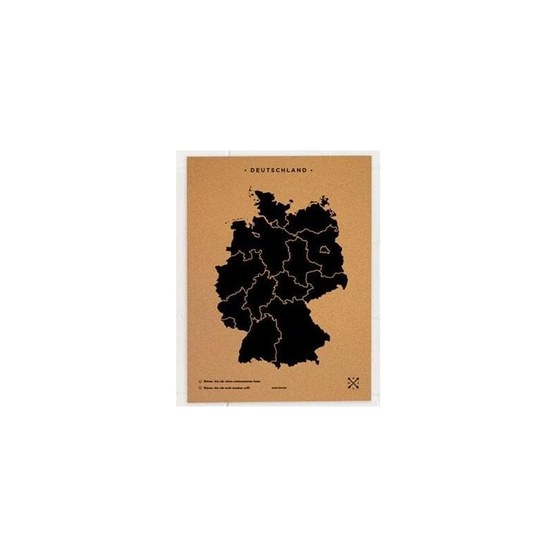 Miss Wood Harta Woody Map Countries Deutschland Cork L black (60 x 45 cm)