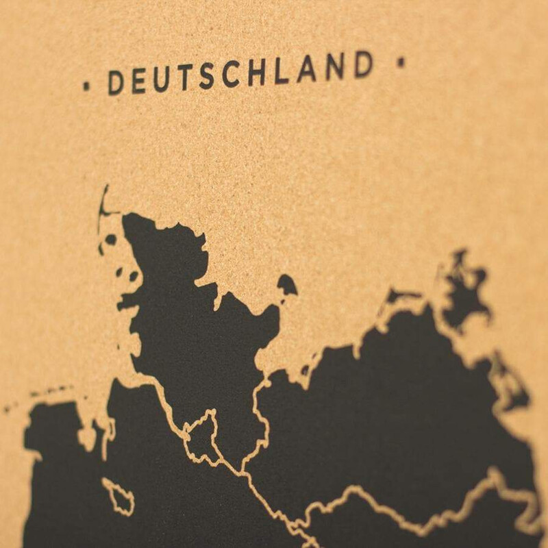 Miss Wood Harta Woody Map Countries Deutschland Cork XL black (90 x 60 cm)