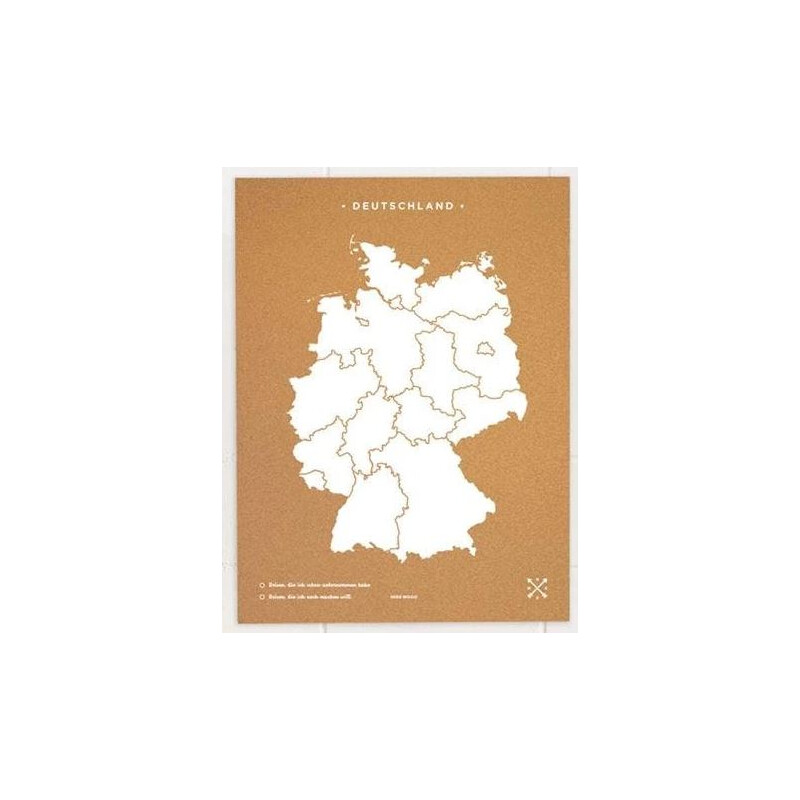 Miss Wood Harta Woody Map Countries Deutschland Cork XL white (60 x 90 cm)