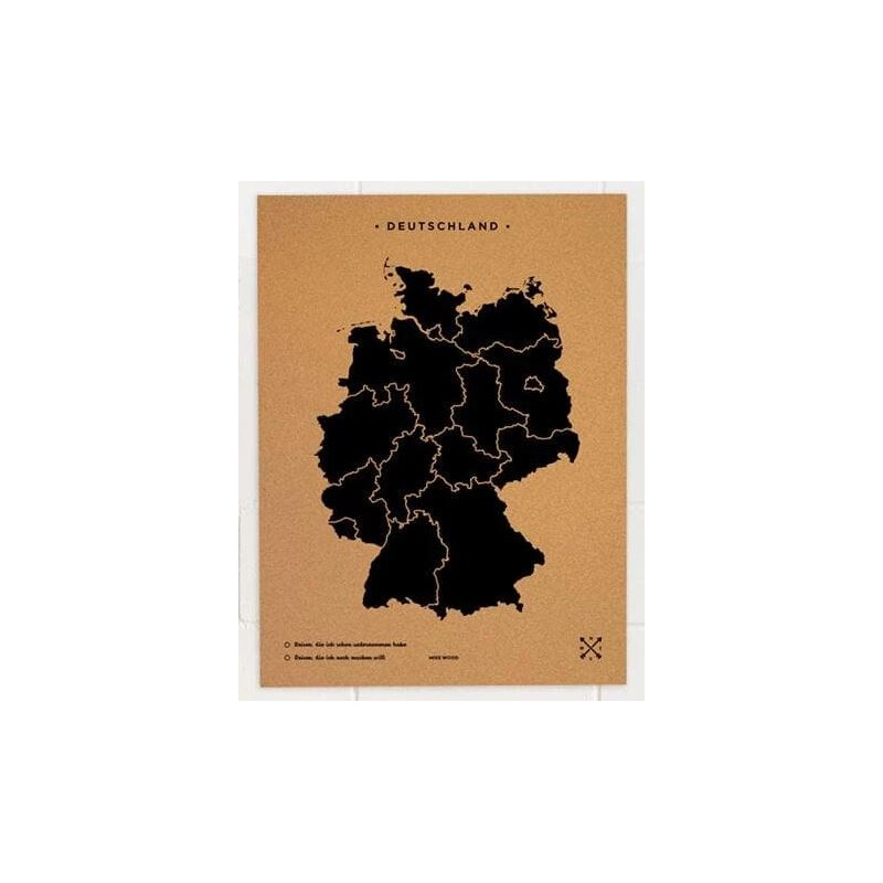 Miss Wood Harta Woody Map Countries Deutschland Cork XL black (90 x 60 cm)