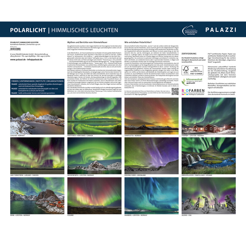 Palazzi Verlag Calendar Aurora boreală 2021