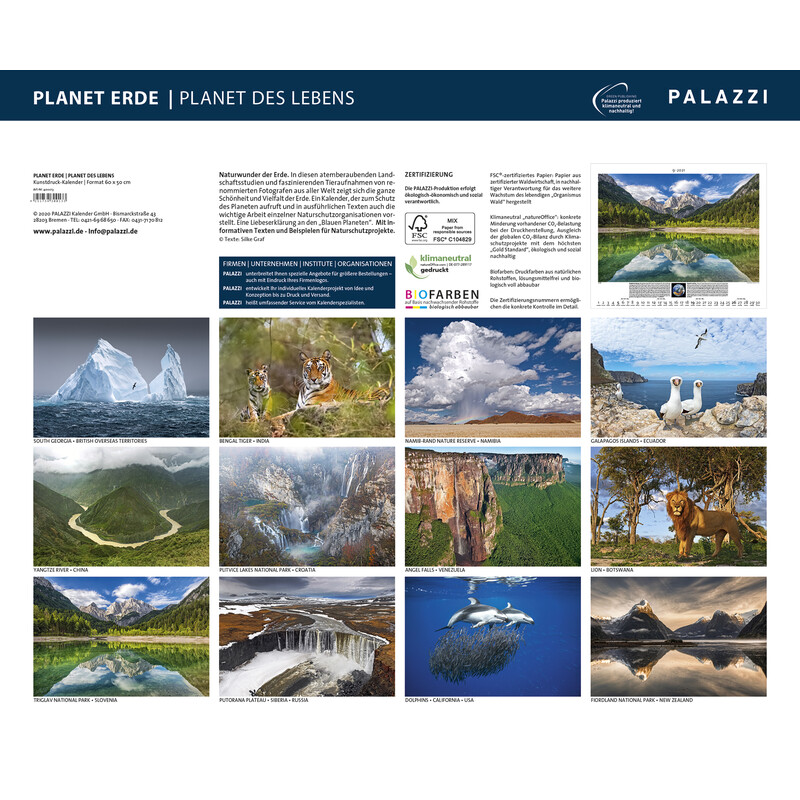 Palazzi Verlag Calendar Planet Erde 2021