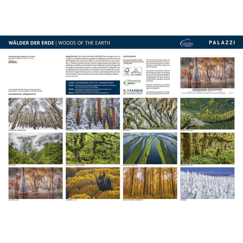 Palazzi Verlag Calendar Pădurile pământului 2021
