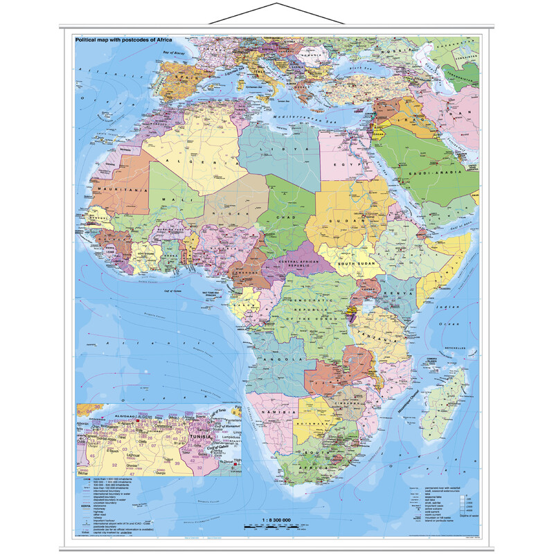 Stiefel Hartă continentală Africa politică cu cod poștal