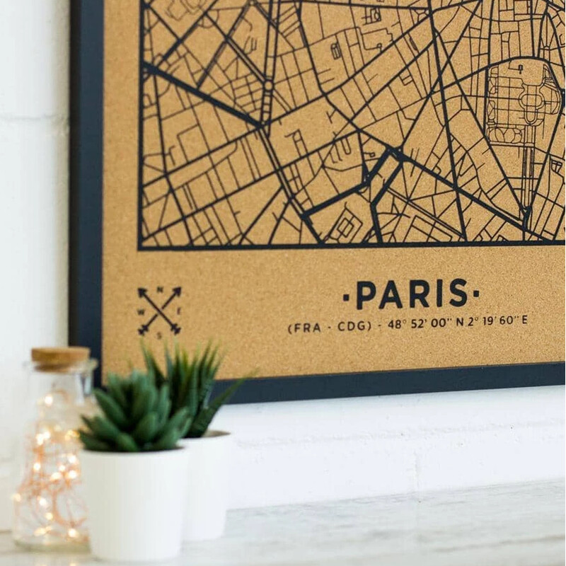 Miss Wood Harta regionala Woody Map Natural Paris XL Negru