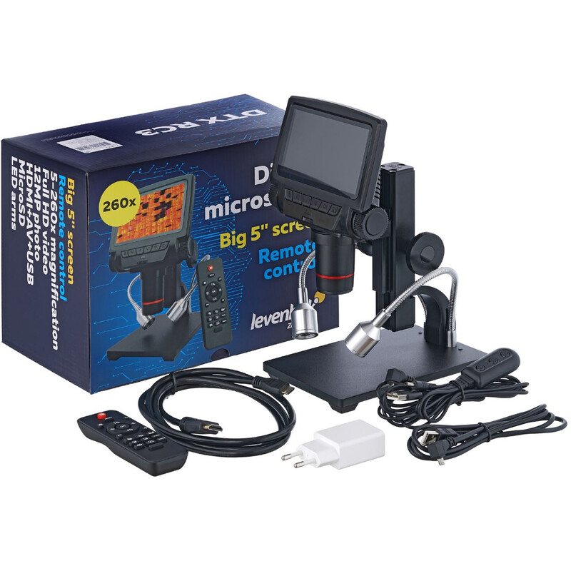 Levenhuk Microscop DTX RC3, digital, 5-15x optic, -260x digit.