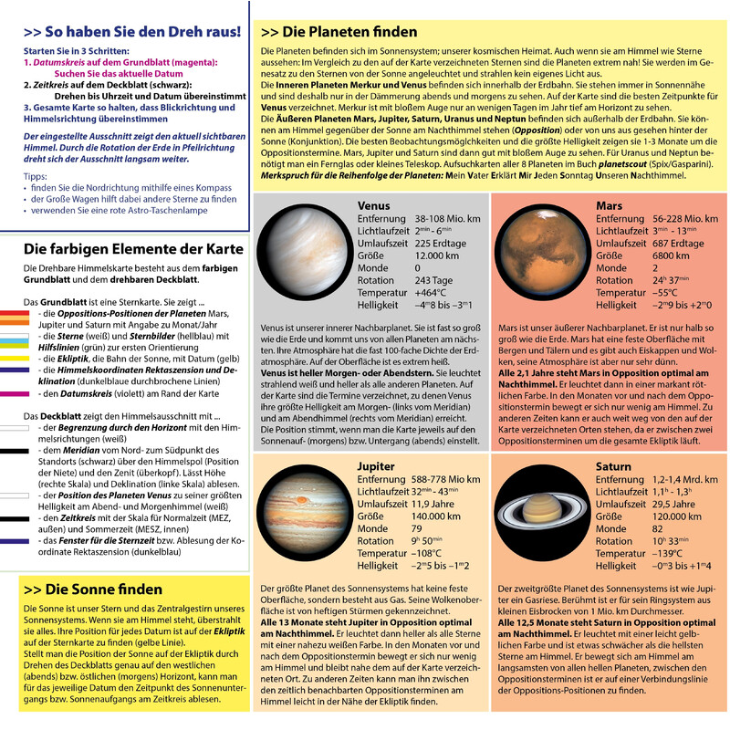 Oculum Verlag Harta cerului Drehbare Himmelskarte Sterne und Planeten 30cm