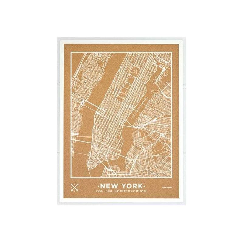 Miss Wood Harta regionala Woody Map Natural New York L White