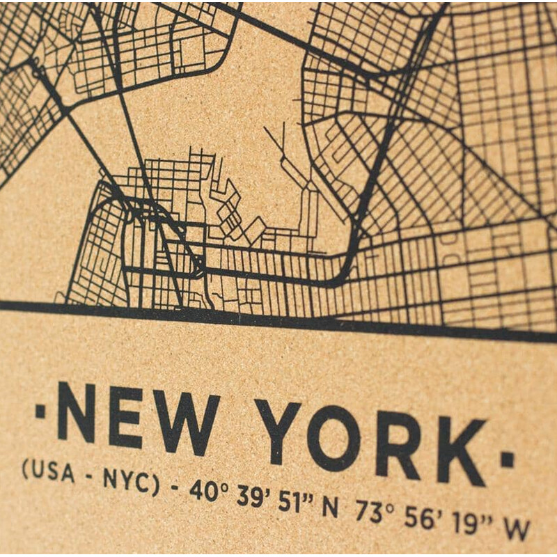 Miss Wood Harta regionala Woody Map Natural New York L Black