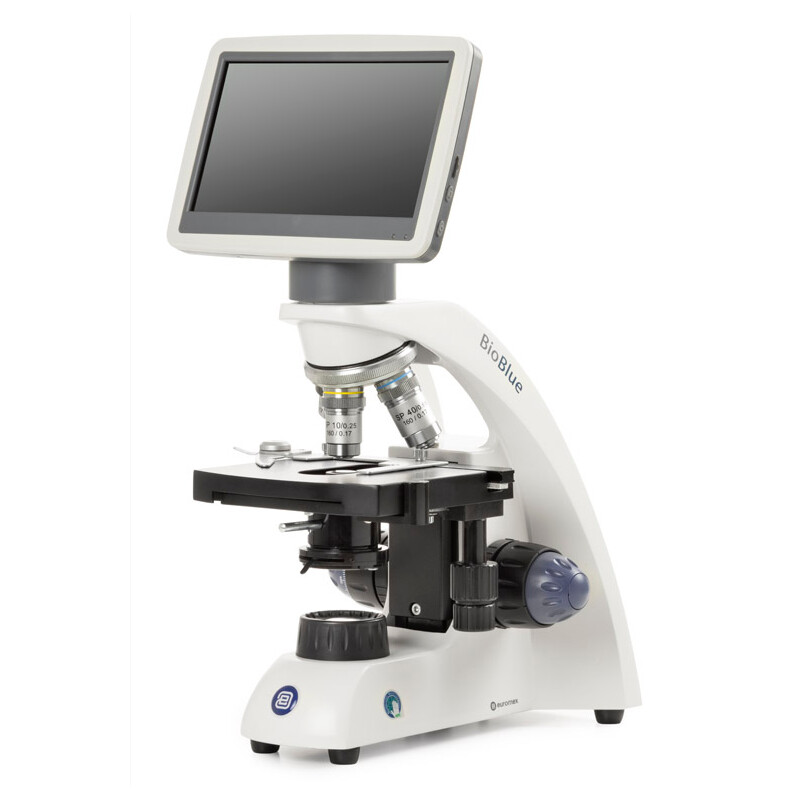 Euromex Microscop BioBlue, BB.4220-LCD, ecran LCD de 7 inch, Obiective SMP 4/10/S40x, DIN, 40x - 400x, 10x/18, LED, 1W, Masa X-Y