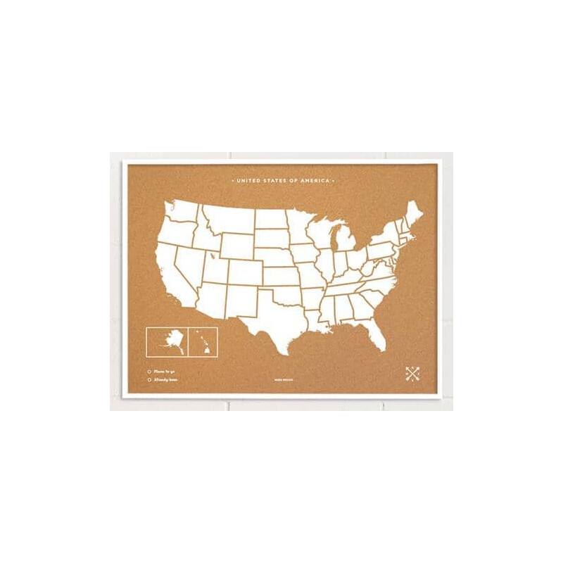 Miss Wood Harta Woody Map Țări Statele Unite ale Americii SUA (90 x 60 cm)