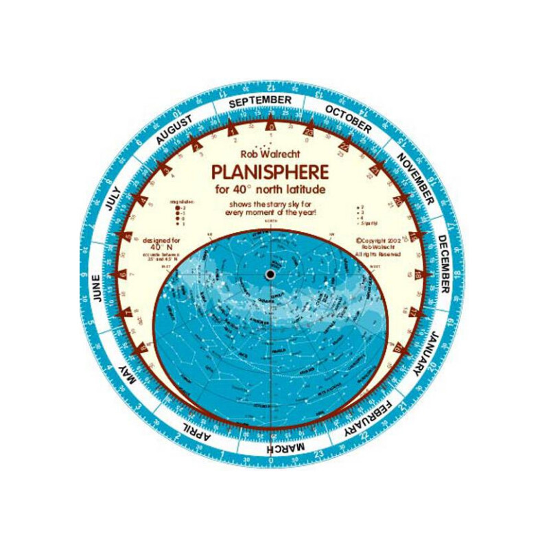 Rob Walrecht Harta cerului Planisphere 40°N 25cm