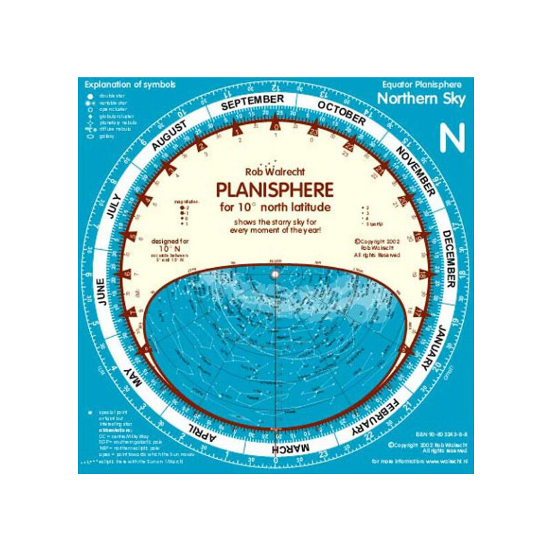 Rob Walrecht Harta cerului Planisphere 0° Equator 25cm
