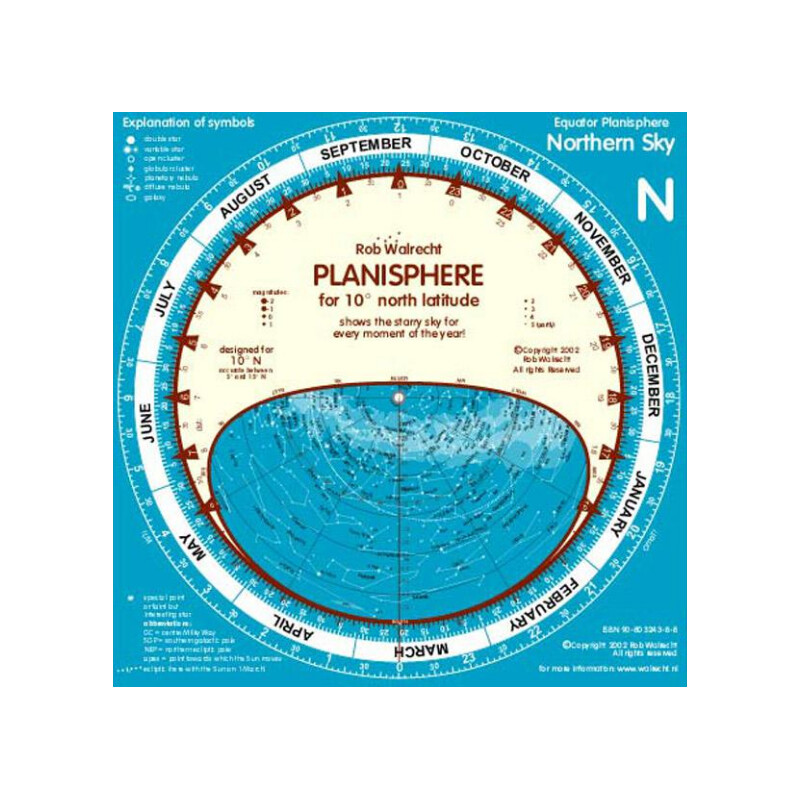 Rob Walrecht Harta cerului Planisphere 10°N 25cm