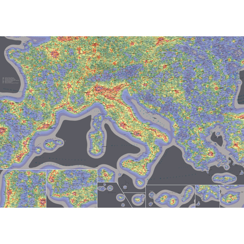 Oculum Verlag Hartă continentală Sky Quality Map Europe