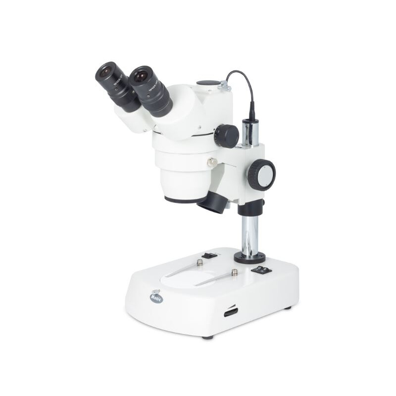 Motic microscopul stereoscopic zoom SMZ143-N2LED, trino, 10x/20, Al/Dl, 3W LED