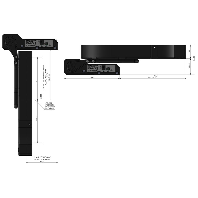PrimaLuceLab Masca flatfield GIOTTO 220 cu copertină telescopică ALTO