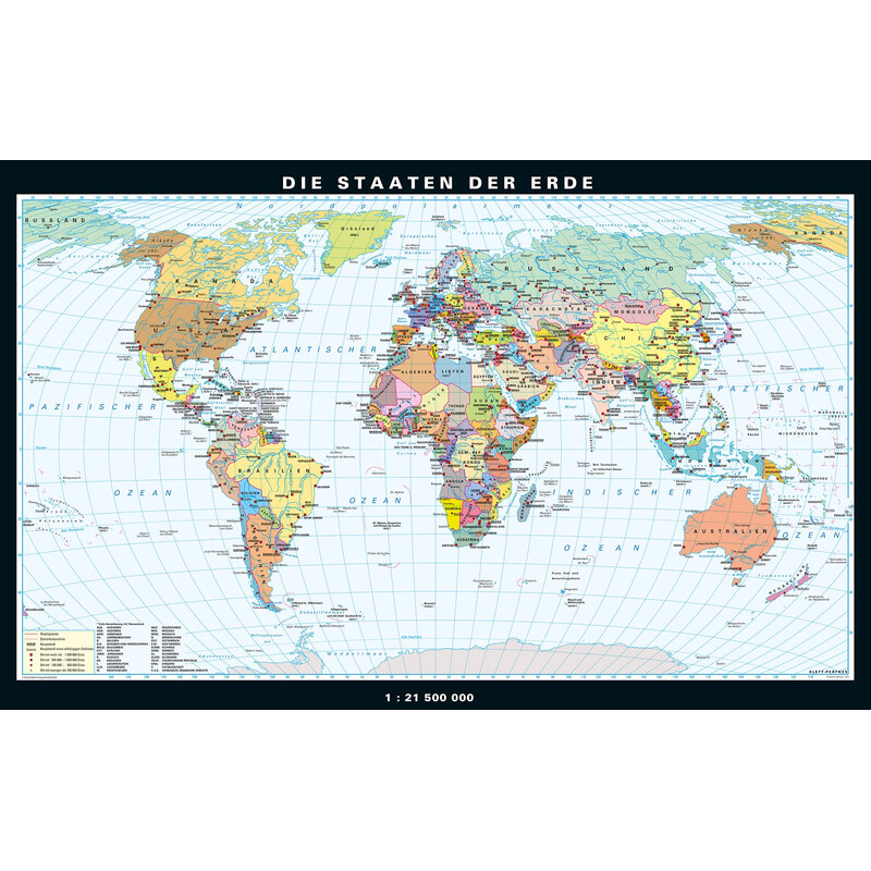PONS Harta lumii Die Erde physisch und politisch (158 x 97 cm)
