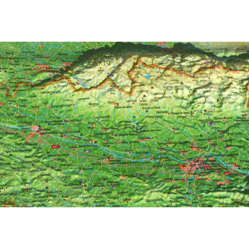 3Dmap Harta regionala L'Aude (61 x 41 cm)