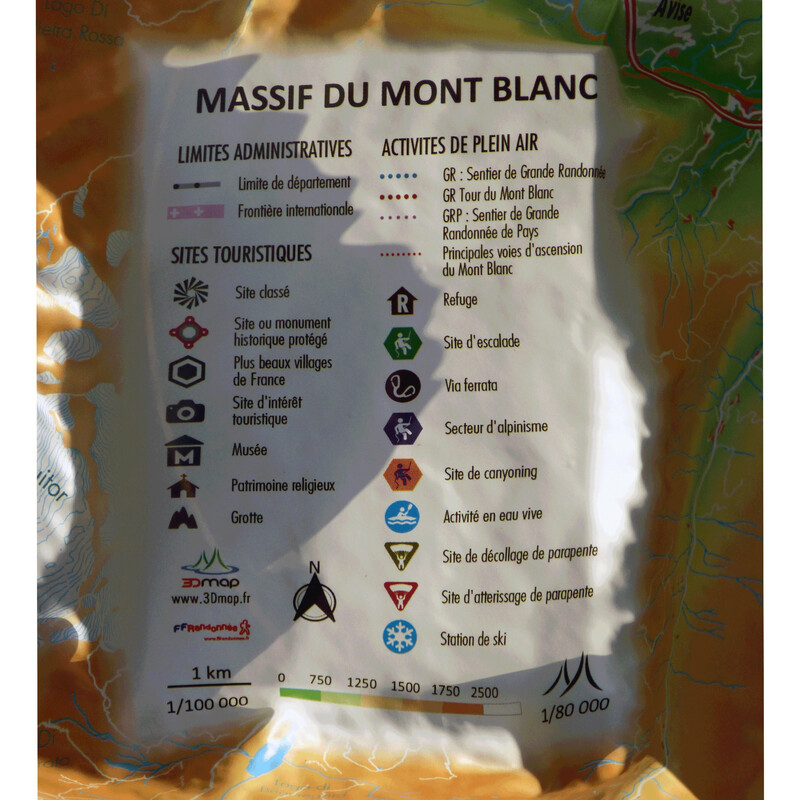 3Dmap Harta regionala Massif du Mont Blanc (61 x 41 cm)