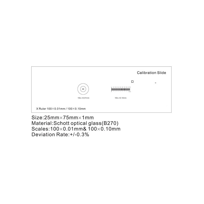 ToupTek Micrometru obiect, linii (X) 1 mm/100 div.x0,01 mm, 10 mm/100 div.x0,10 mm