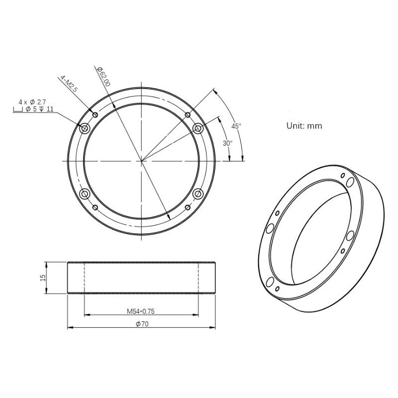 ZWO Adaptoare D70-M54F