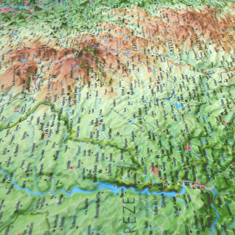 3Dmap Harta regionala Le Parc Naturel Régional des Volcans d'Auvergne