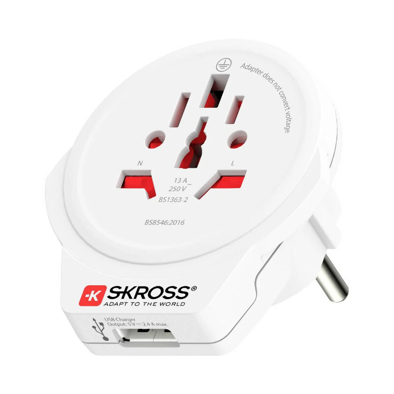 Skross Adaptor de călătorie World to Europe USB 1.0