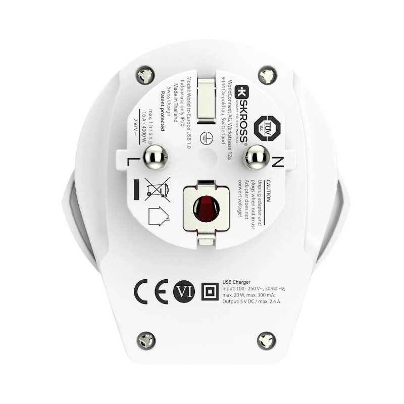 Skross Adaptor de călătorie World to Europe USB 1.0