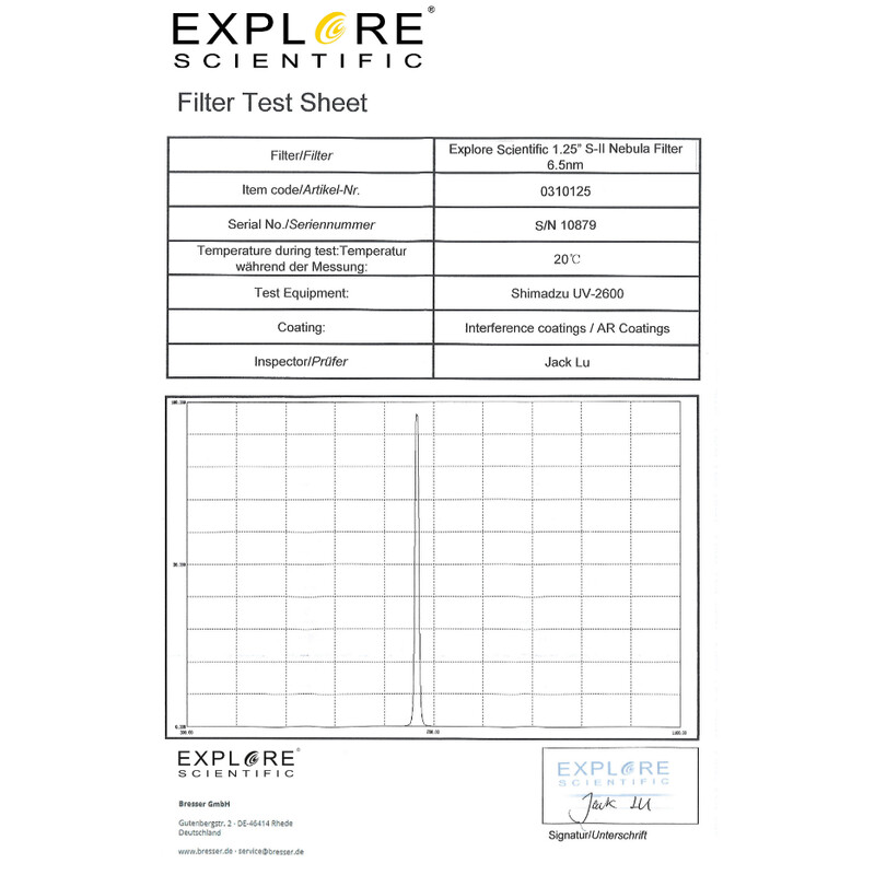 Explore Scientific Filtre SII 6,5nm 1,25"